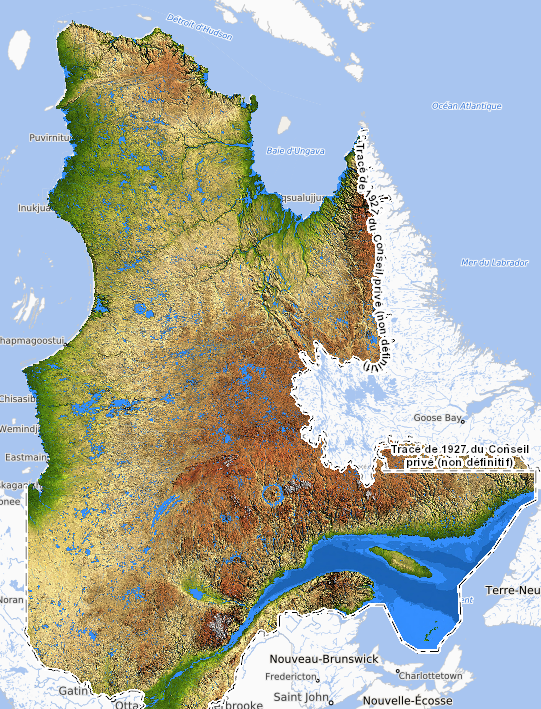 Carte d’altitude du Québec.